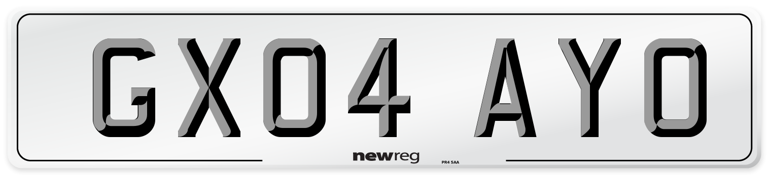 GX04 AYO Number Plate from New Reg
